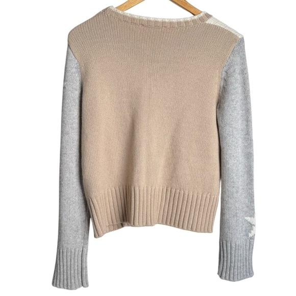 Splendid Mally Colorblock Star Knit Pullover Sweater Women’s Size XS Cream Gray - Picture 6 of 8